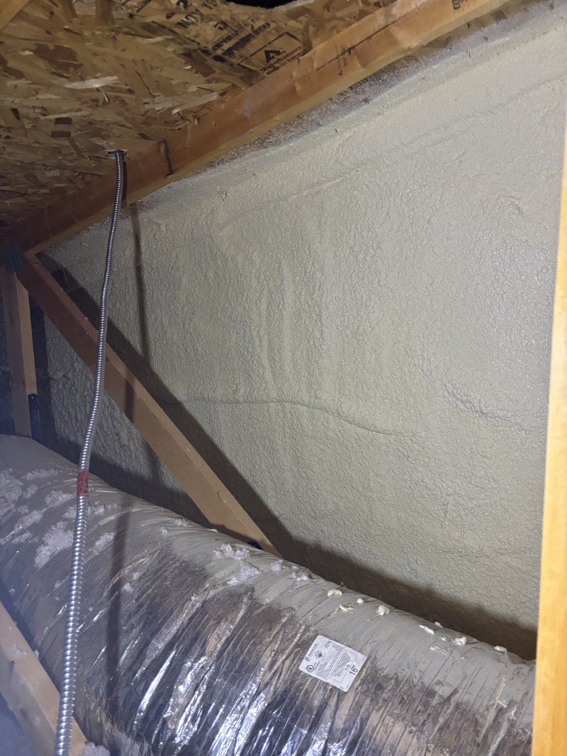 Closed cell spray foam left side Closed cell spray foam in attic left side